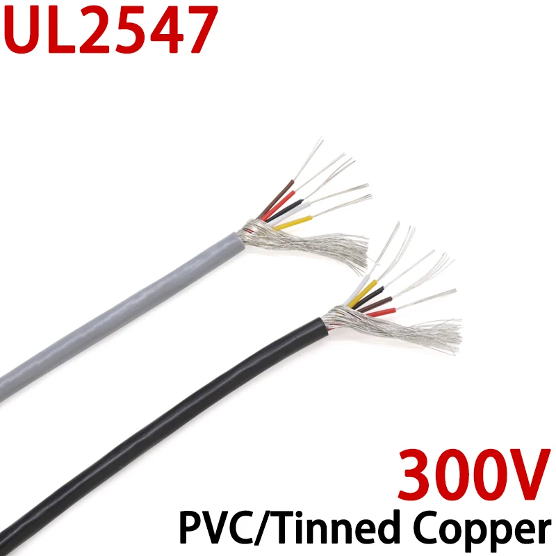 30 28 26 24 22 20 18 AWG UL2547 Signal Shielded Cable 2 3 4 5 6 7 8 Cores PVC Insulated Amplifier Audio Copper Wire Control Line