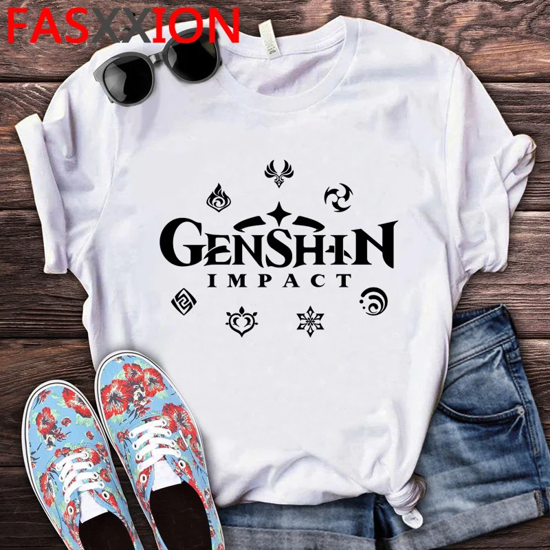 

Футболка Genshin Impact, футболка для мужчин, женская футболка для пар, уличная одежда, футболка в стиле Харадзюку, милые винтажные футболки