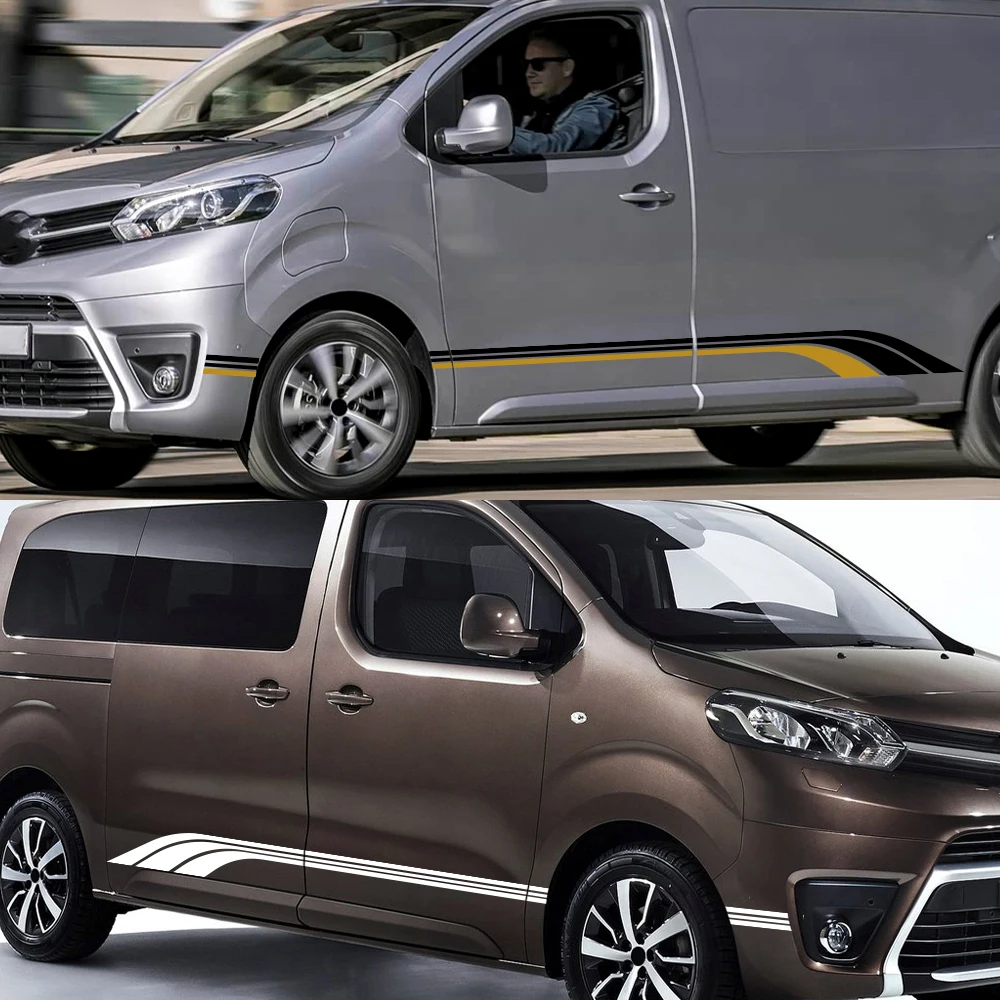 Фото 2 шт. наклеек-полосок на боковые двери автомобиля для Toyota Proace Verso City Camper Van, виниловая пленка, декоративные наклейки, спортивные автоаксессуары №4