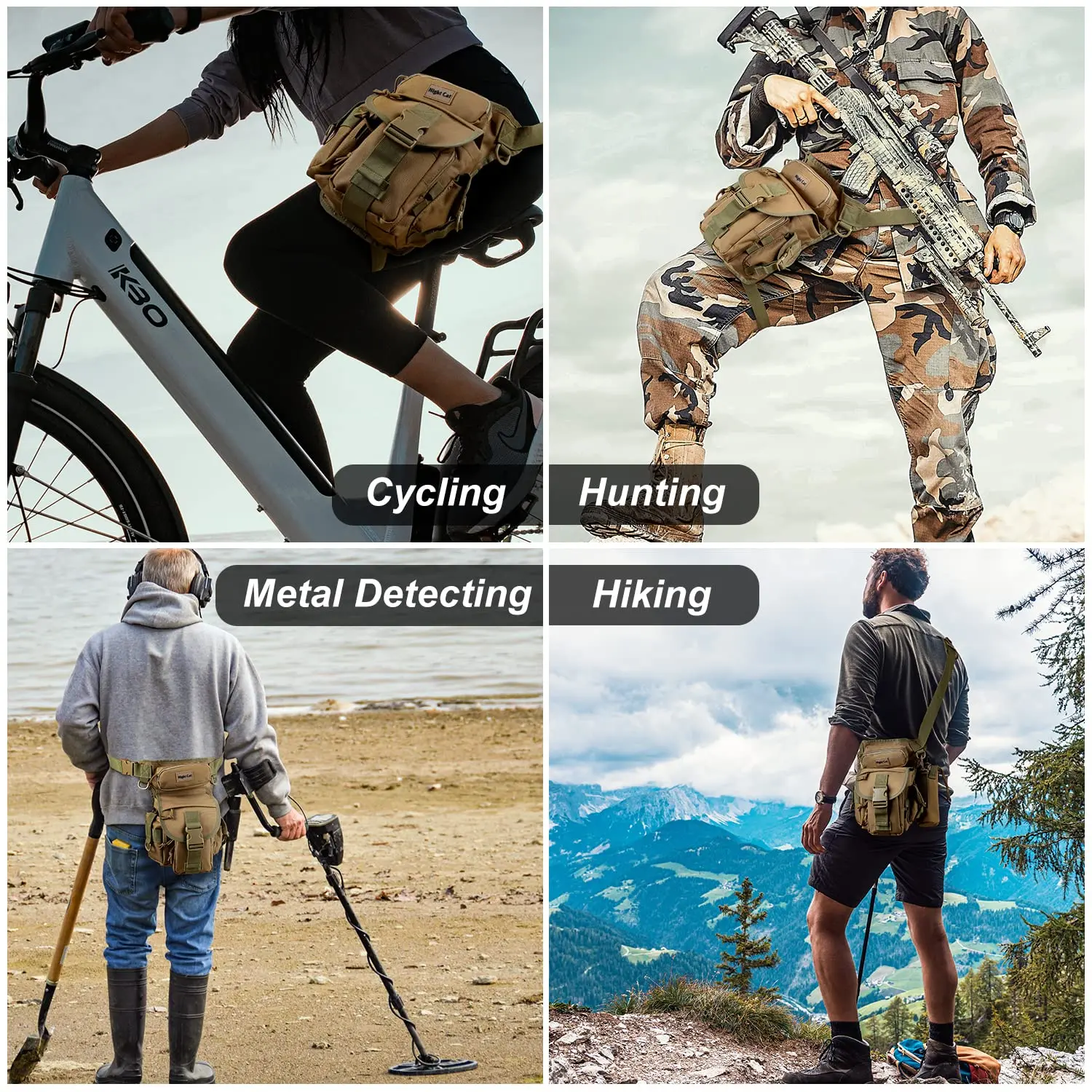 Leg Bag for Men Tactical Metal Detecting Thigh Pack Camouflage HuntingFishing Waist Belt Hip Bag with Water Bottle Pouch