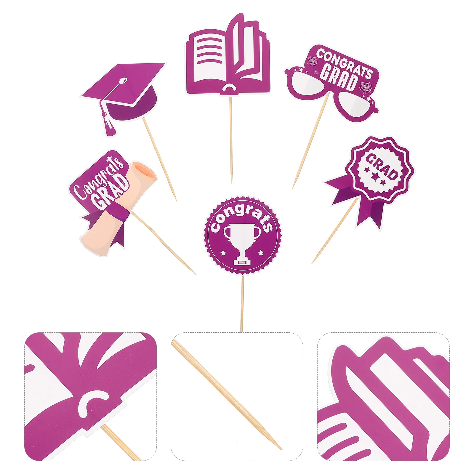 

30pcs Decorative Graduation Cake Inserts Graduation Cake Picks Cupcake Decors