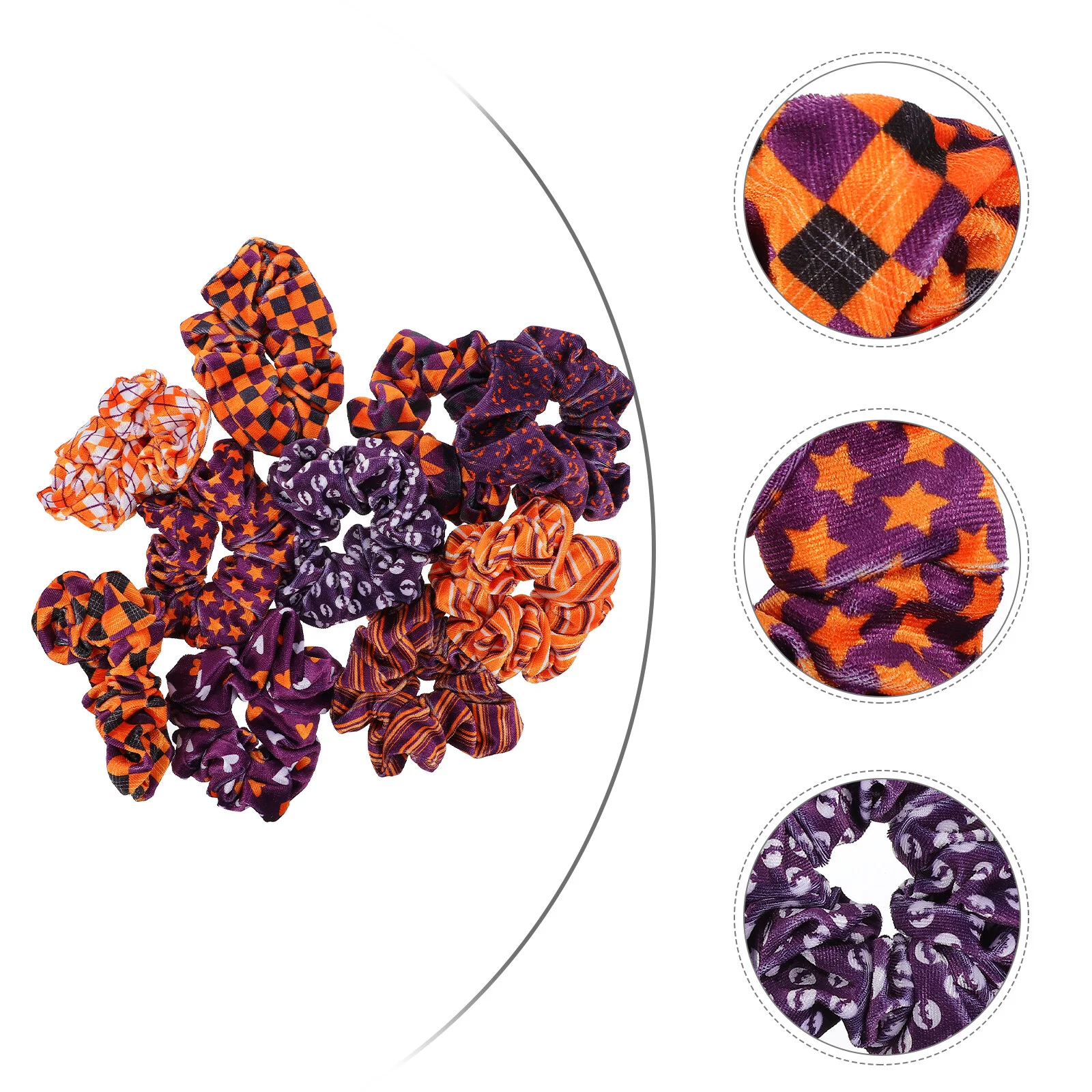 

10 Pcs Scrunchies Girls Hair Accessories Pumpkin Bands Elasticity Halloween Rope Flannel Tie Women's