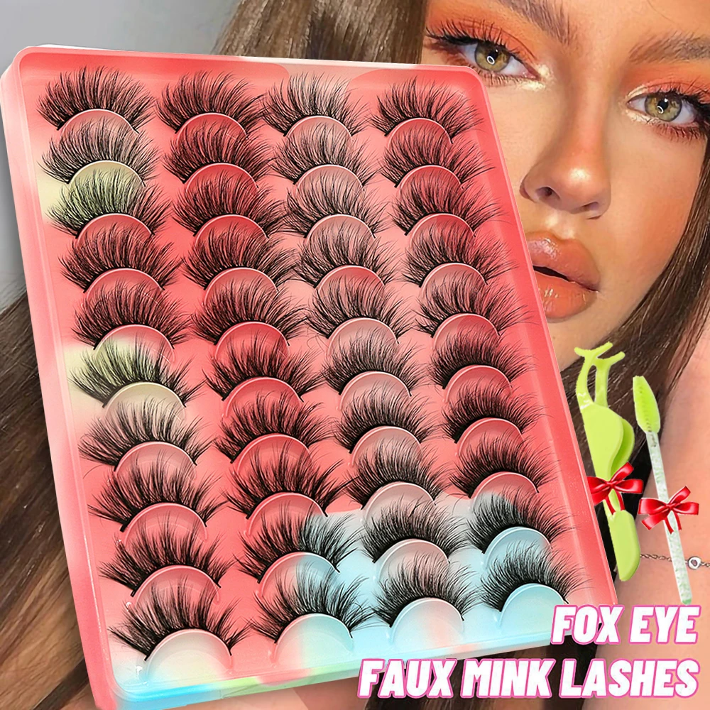 

5/10/20Pairs Eyelashes 3D Mink Lashes Fluffy Soft Natural Cross Eyelash Extension Reusable False Eyelashes Makeup Free Gift