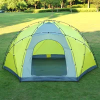 Oversized double-layer 3-door 6-corner tent can live 10 people manual tent outdoor camping shed