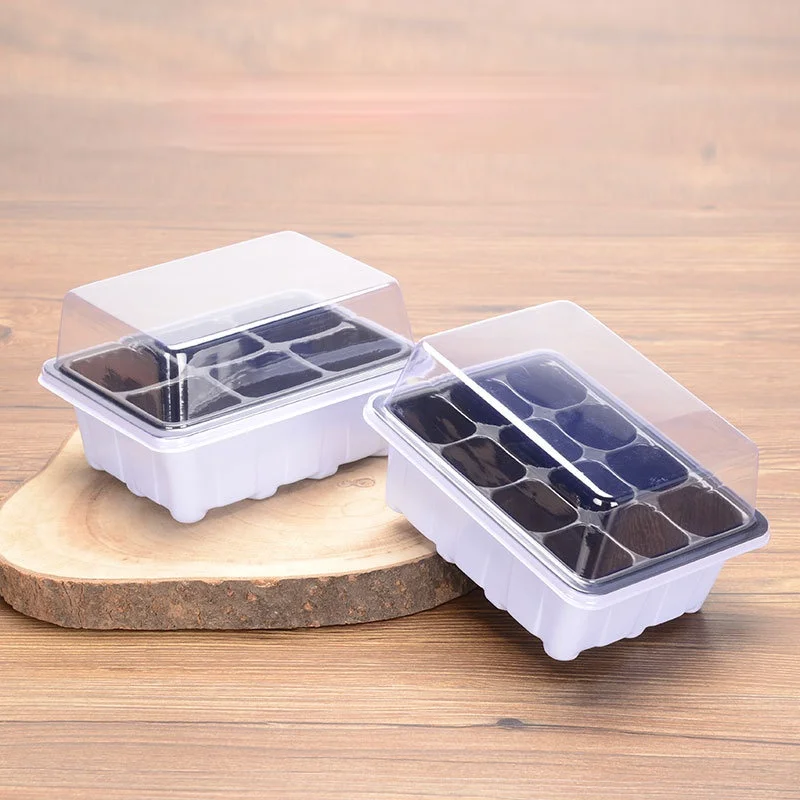 

12-hole Plastic Seedling Box Seedling Plug Tray, Fleshy Seeding Leaf Insert Box, Heat Preservation and Moisturizing Seedling Box