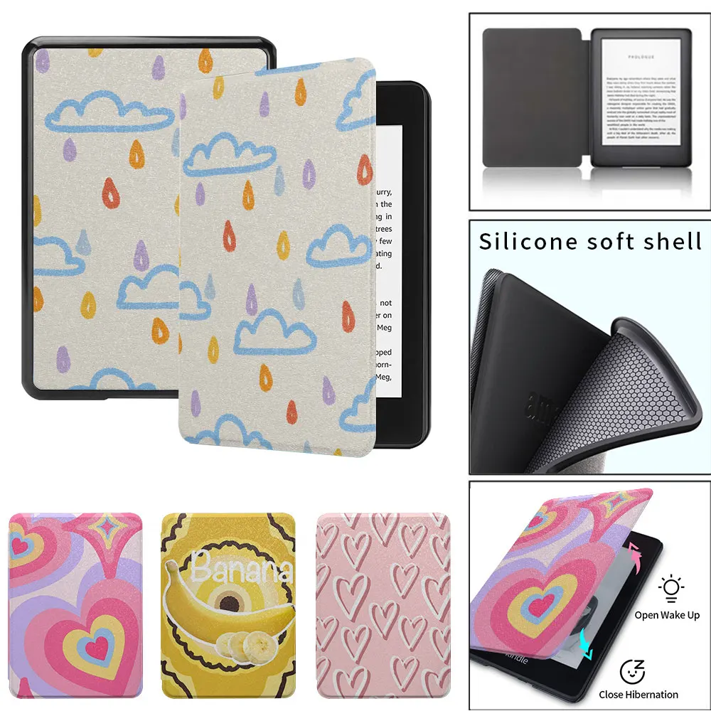 Чехол-книжка с разноцветными узорами paperwhite2th 3th paperwhite5th силиконовый мягкий чехол