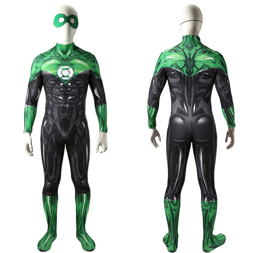 Green Lantern Costume Cosplay 3D Printed Spandex Halloween Costume Green Lantern Superhero Zentai Bodysuit for Adult Kids