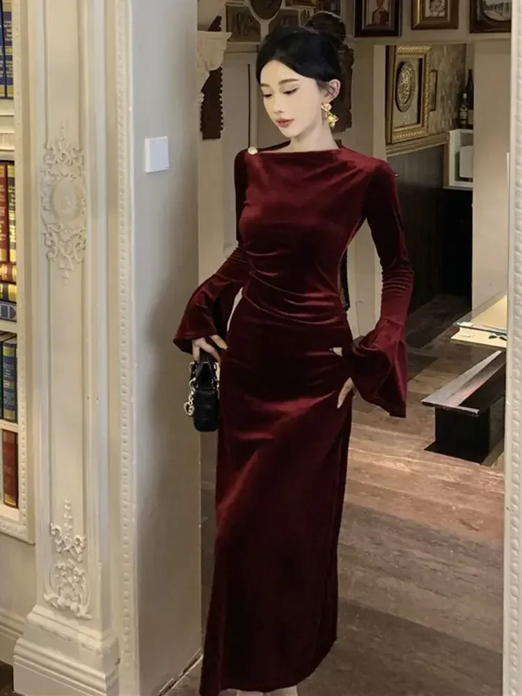 Обручальное платье для женщин и дочерей с облегающим кроем бедрами бархатное