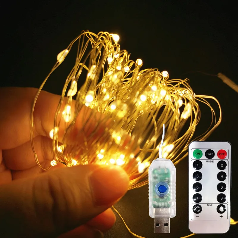 

USB Fairy LED String Lights 8modes Christmas Garland Lamp Decorations for Home Holiday Lighting Garden Indoor Outdoor Decor New