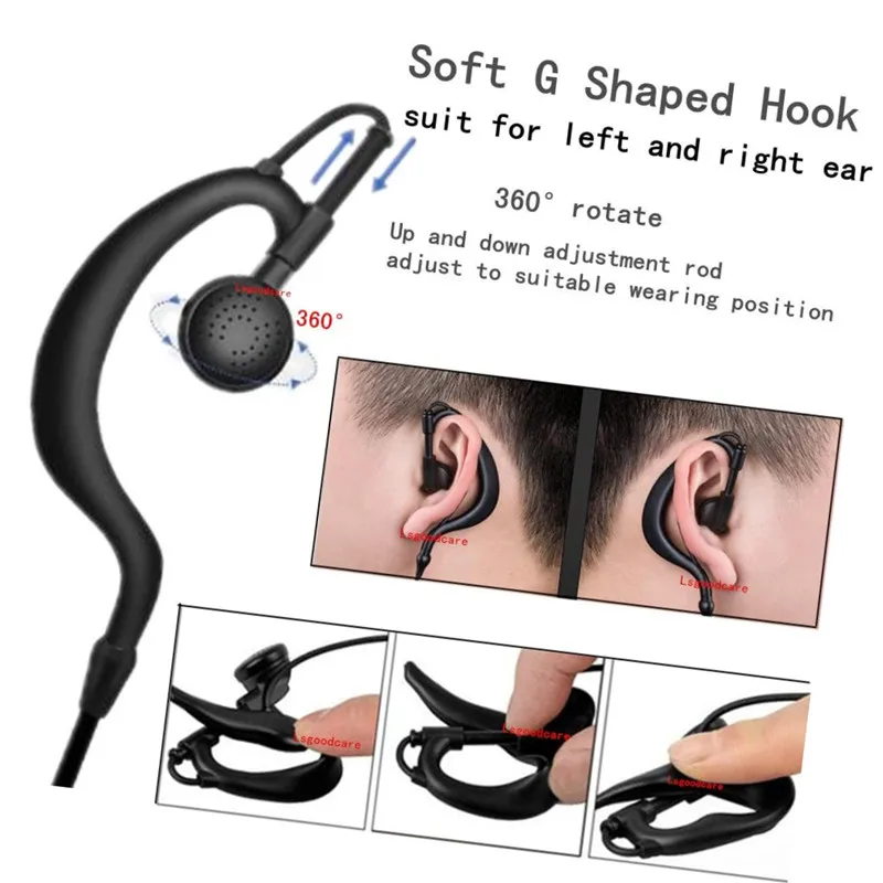 5 pack a lot 2.5 1 Pin G Shaped Earhook Headset PTT Mic Earpiece for HYT Hytera Two Way Radio TC1688 TC310 TC-1688 TC-310 TC-320