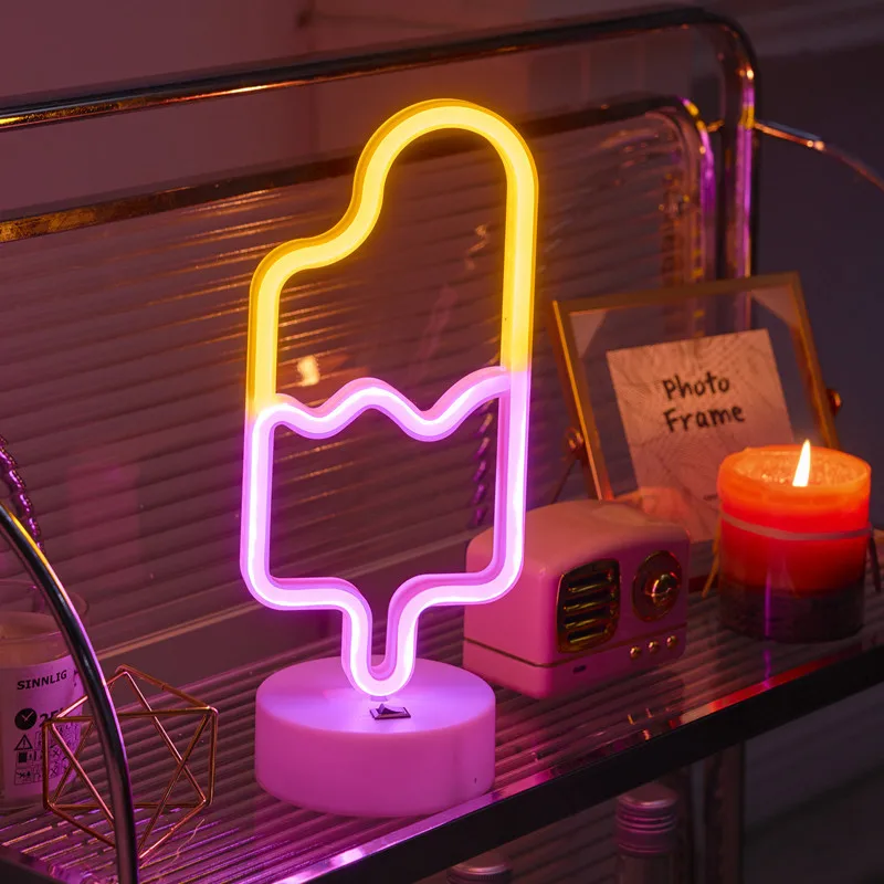 

Ice Cream Led Neon Light Coconut Tree Cactus Heart Shape Valentine's Day Flamingo Home Room Decoration Christmas Night Light