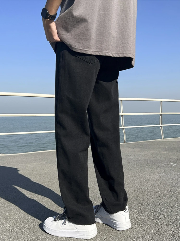Men Solid Baggy Jeans PantsKorean Fashion Harajuku Denim Trousers Male Wide Leg Black Harem Pants Men Clothing JEANS