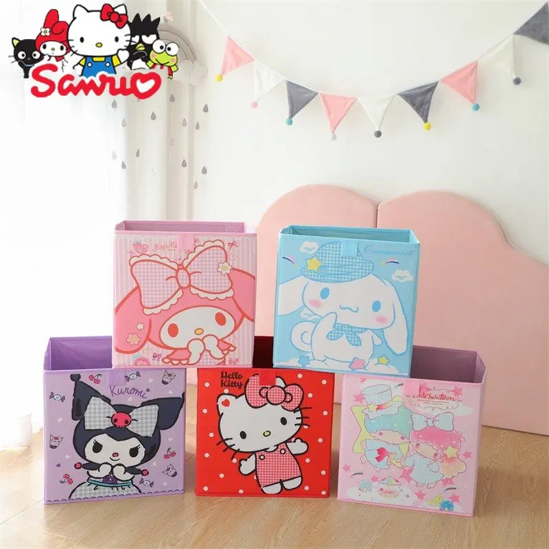 

Sanrio Melody Kuromi Hello Kitty Cinnamoroll Pochacco Home Storage Box Children's Organizing Box Underwear Socks Storage Basket