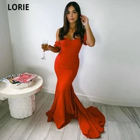 lorie prom dress 2022 mermaid off shoulder classic robes de soir%c3%a9e orange plus size sweetheart simple party gowns robe de bal