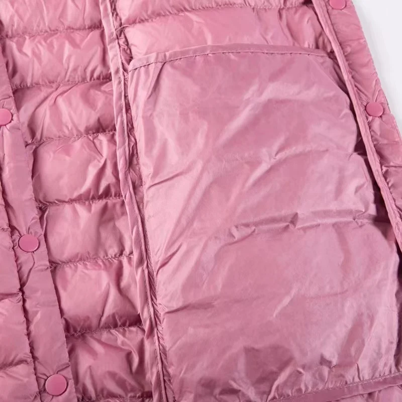 Ultralight Portable Puffer Vest Women Long Collarless 2023 New Autumn Winter Duck Down Waistcoat Sleeveless Button Feather Liner