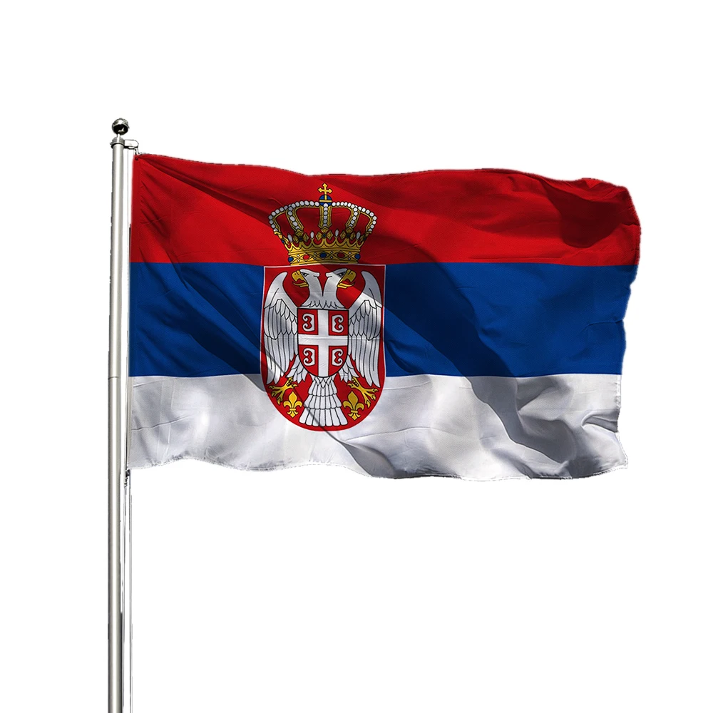 

Outdoor Flying Double Side Printing 100% Polyester Serbia flag