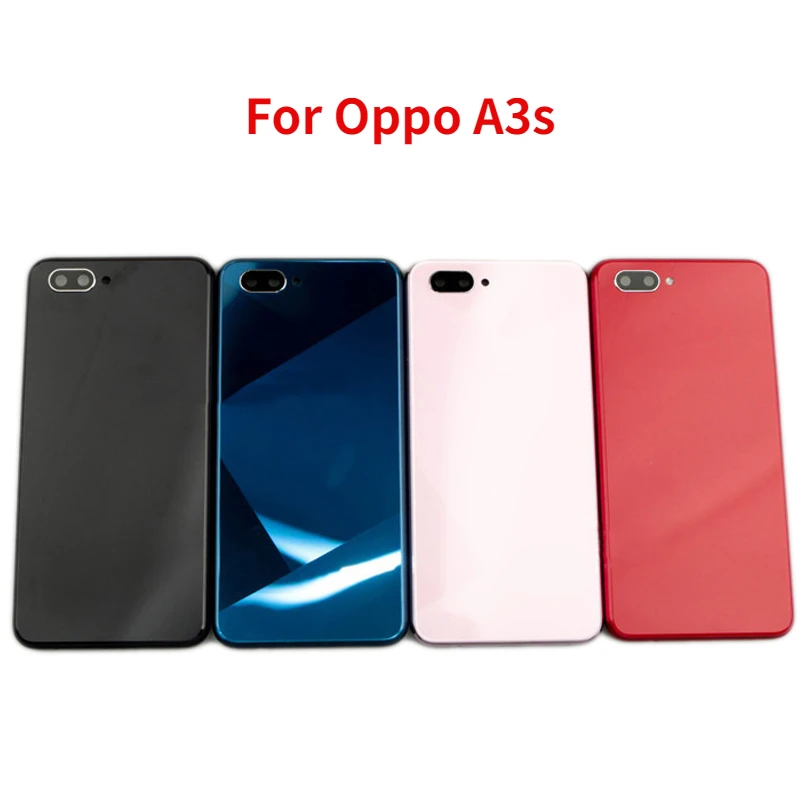 Новая задняя крышка для Oppo A3s CPH1803 CPH1853 CPH1805 Крышка батарейного отсека задняя крышка корпуса чехол с объективом камеры + средняя рамка