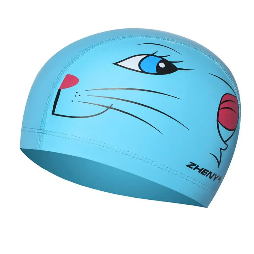 2/3/4PCS On Sale Children Swimming Cap Durable Cute Bathing Caps Cartoon High Quality For Children Kids Pu Coated