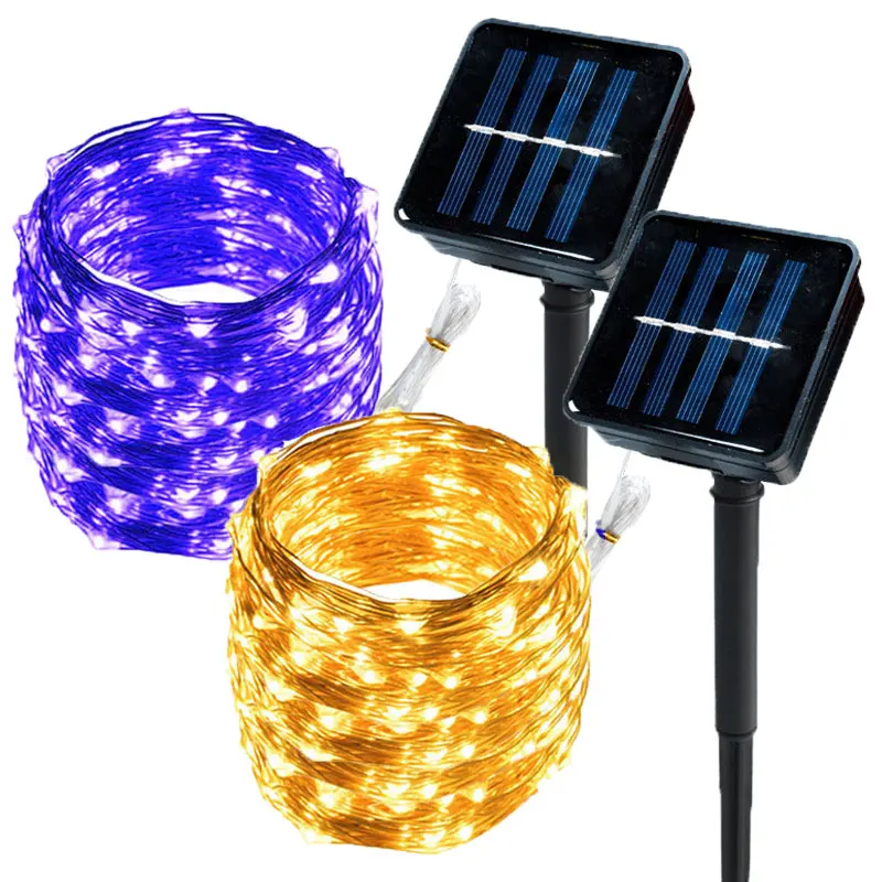 

Уличсветильник светодиодная гирлянда на солнечной батарее, садовая сказочная Водонепроницаемая Рождественская лента для украшения двора, 32 м, 22 м, 12 м, 7 м