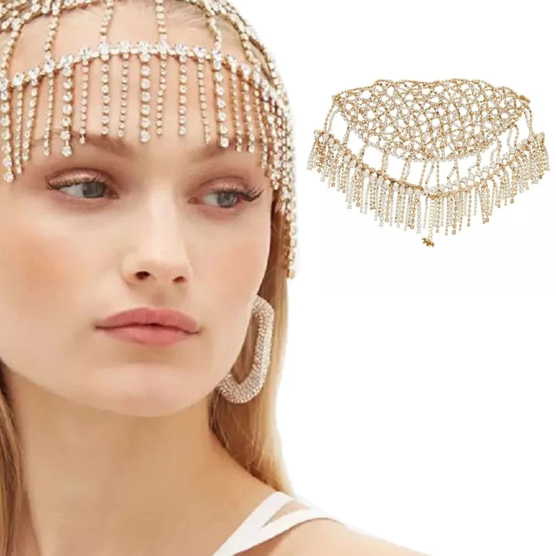 

Rhinestone Tiara Fringe Headband Exaggerated Personality Headband Accessories DXAA