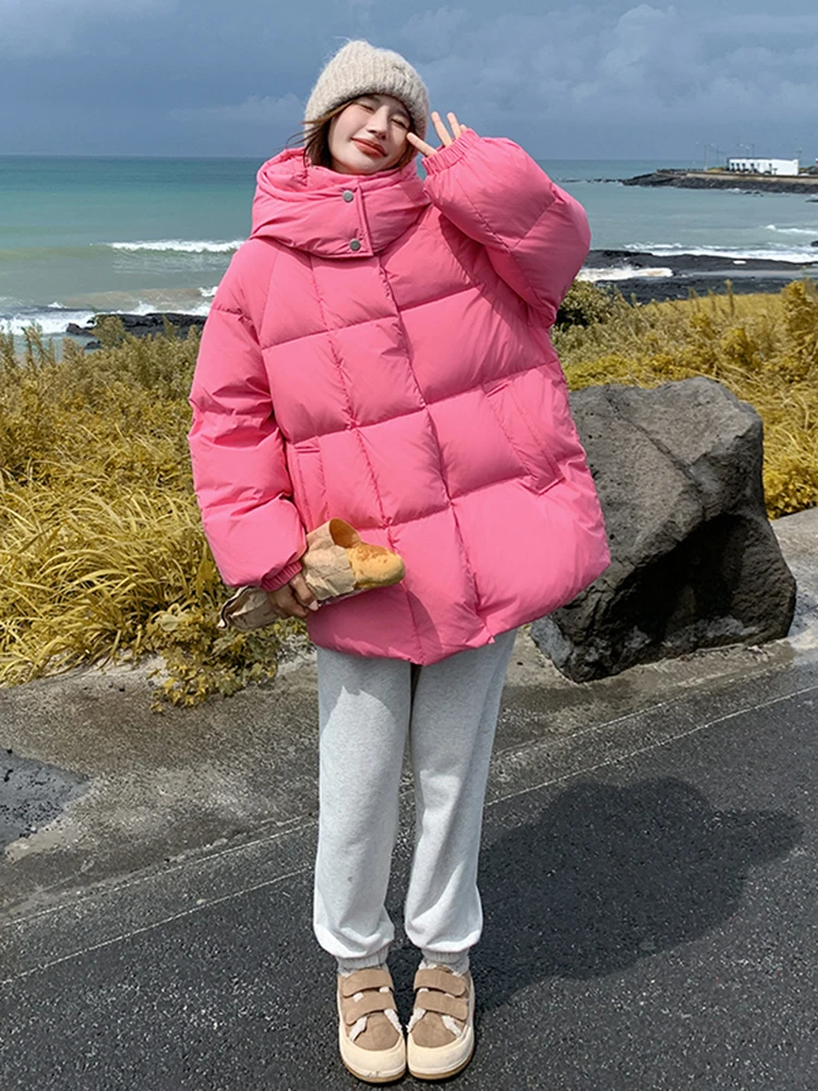 Уникальный супер красивый розовый пуховик с капюшоном одежда хлопковой