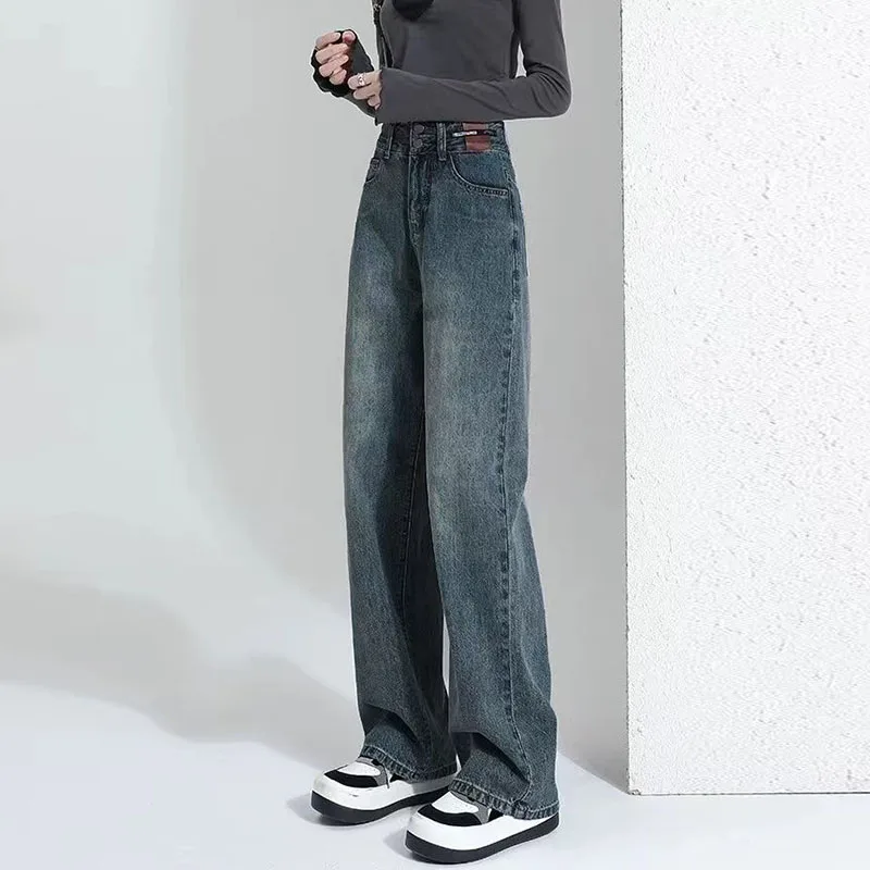 

Джинсы женские Мешковатые прямые с завышенной талией, винтажные широкие брюки из денима, городские штаны в Корейском стиле 90-х