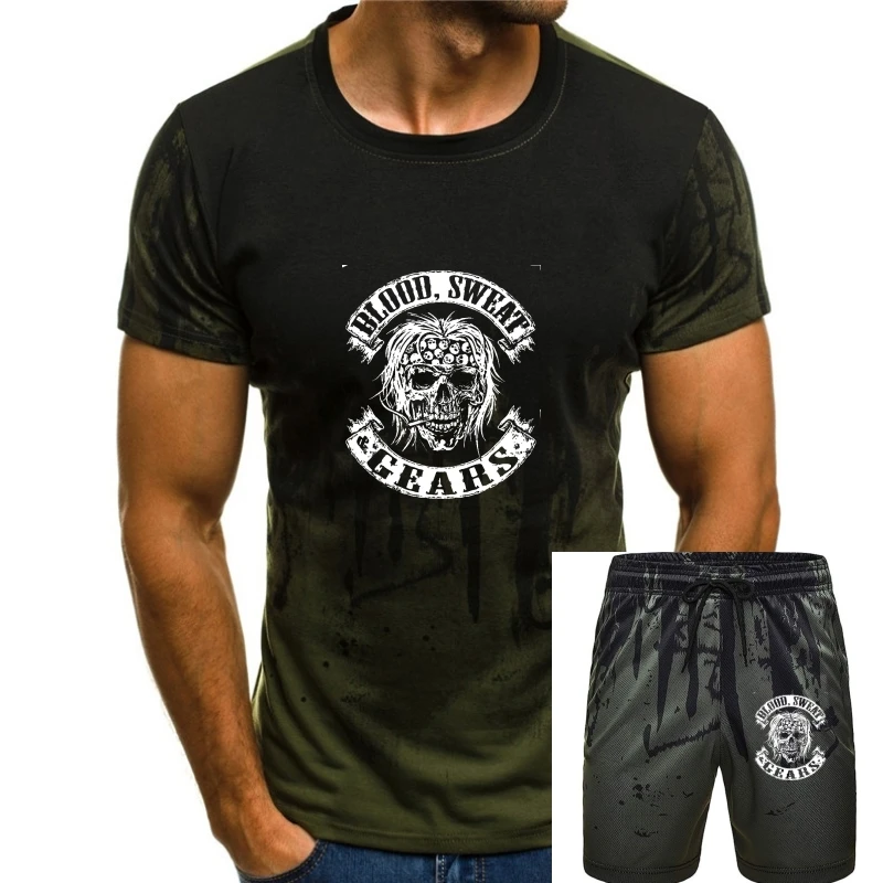 

Title: Mens Black Biker Life T-Shirt - Blood Sweat Gears Motorcycle Tee Skull Shirt(1)