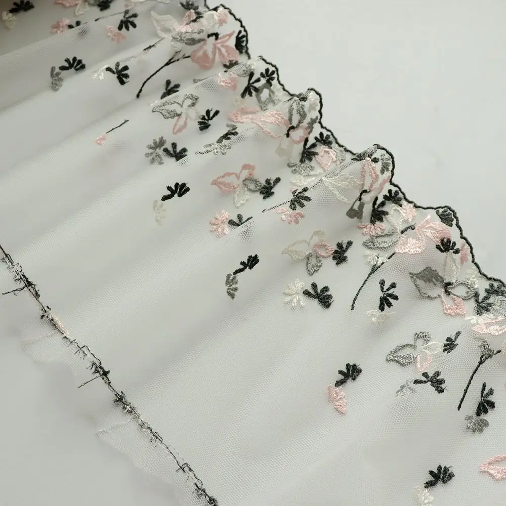 1 метр 18 см ширина Розовый Цветочный вышитый кружевной ткани белый сетчатый
