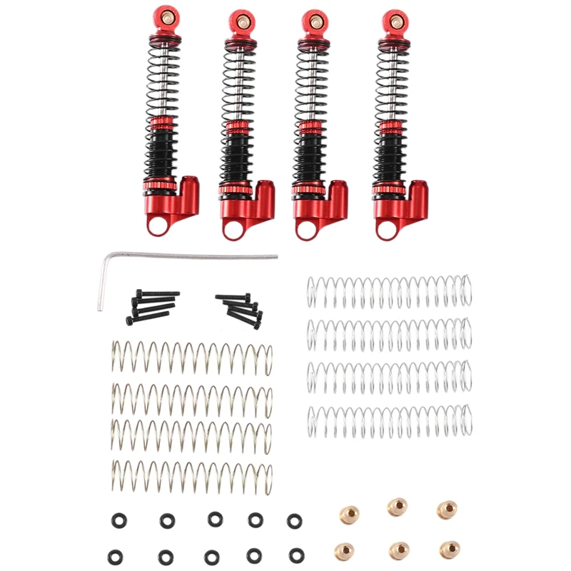 

4Piece 53Mm Metal Oil Shock Absorber Damper Replacement Parts For Axial SCX24 AX24 1/24 RC Crawler Car Upgrade Parts ,Red