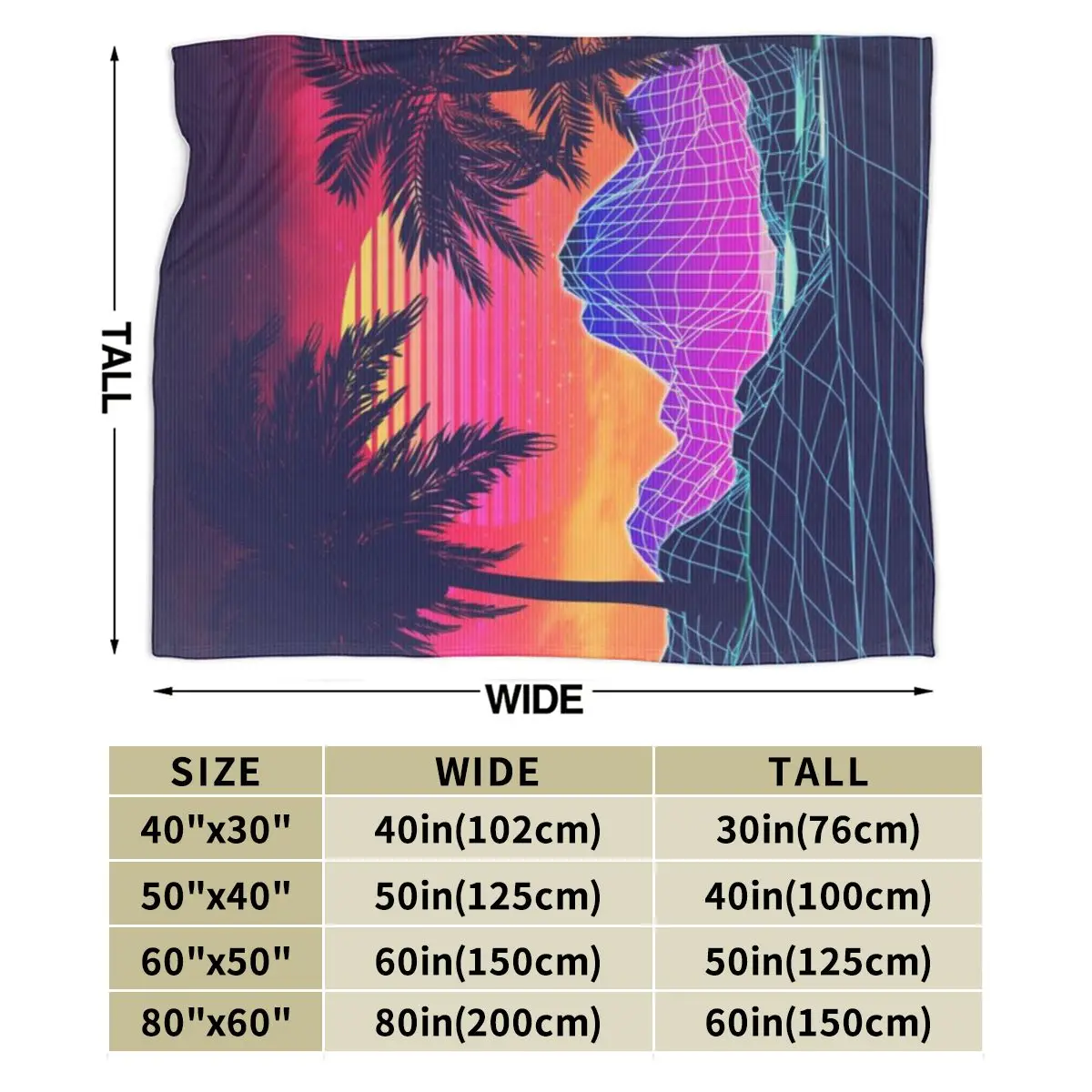 80s Vaprwave Rocks And Palm Trees Design An Ultra-Soft Micro Fleece Blanket