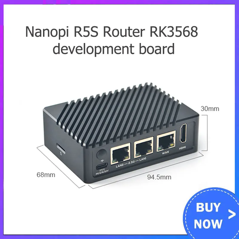 

NanoPi R5S Rockchip RK3568 2 4 ГБ ОЗУ двойной 2,5G + гигабитный мини-роутер с ЧПУ металлический чехол