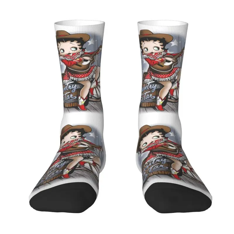 

Cool Mens Boop Bettys Dress Socks Unisex Breathbale Warm 3D Print Cartoon Movie Character Crew Socks