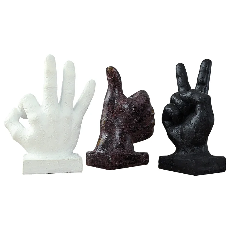 

Craft Black Figurines Miniatures White Desk Gesture Nordic Gift Figurines Miniatures Creative Decoratie Home Accessories DG50FM