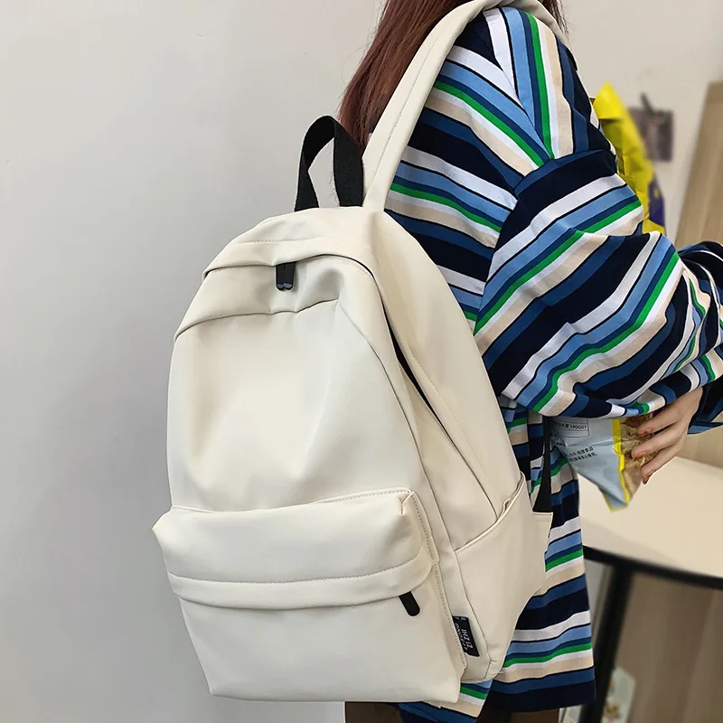 

Trendy Ladies White Kawaii Backpack Cool Girl Travel School Bag Female Cute Nylon College Backpack Fashion Women Laptop Book Bag