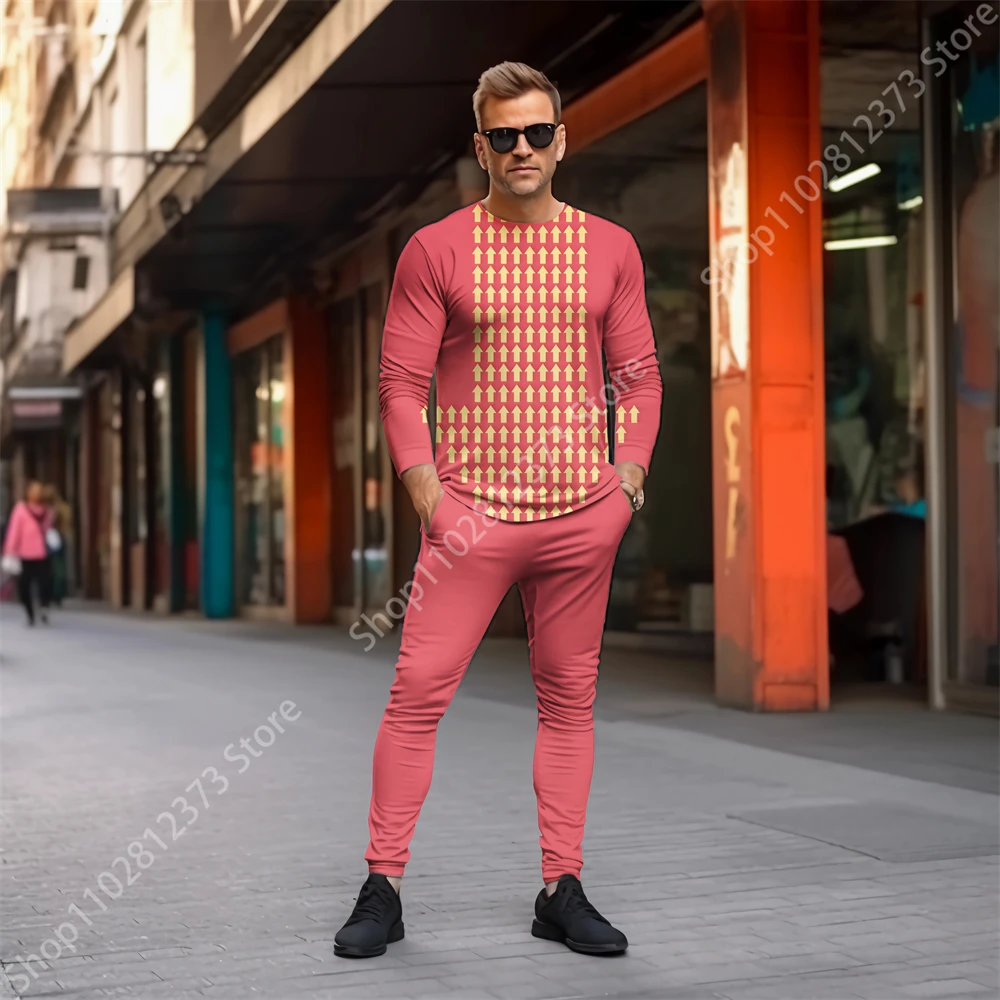 2023 Fashion Men's Long Sleeve T-shirts Two Piece Set 3D Fierce Tiger Printing Man Tracksuit Sets Casual Streetwear Man Clothing