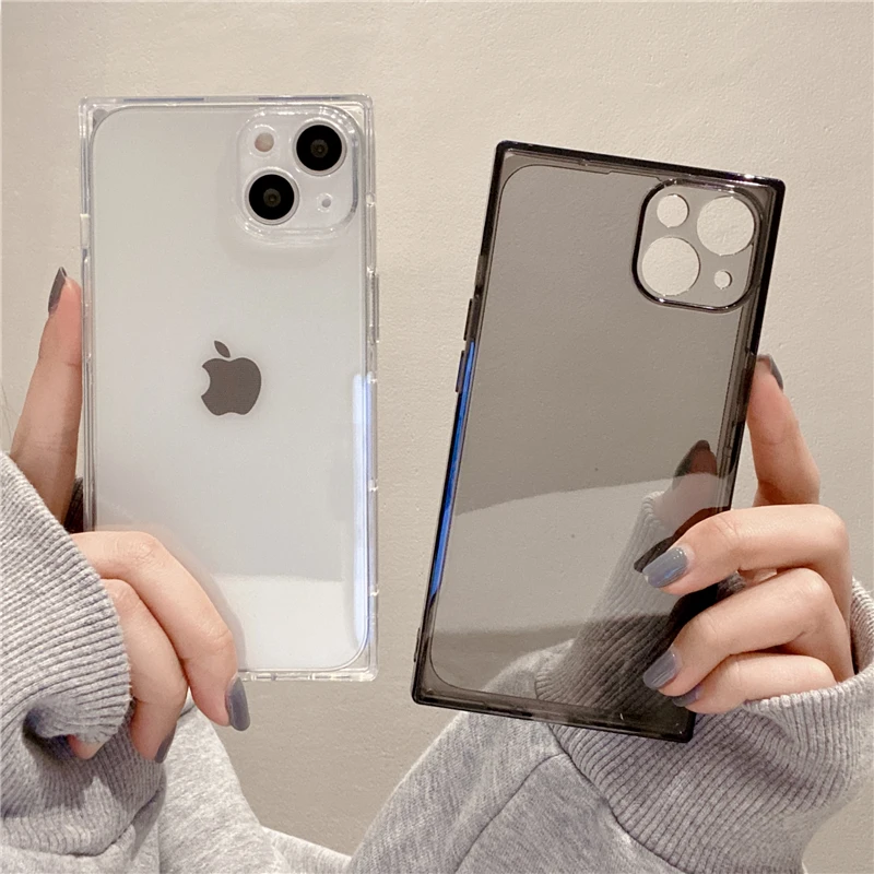 

Square Transparent Soft Case for iPhone 14 13 12 11 Pro XS Max X XR 7 8 Plus 12 13 Mini SE 2 3 Shockproof Cover