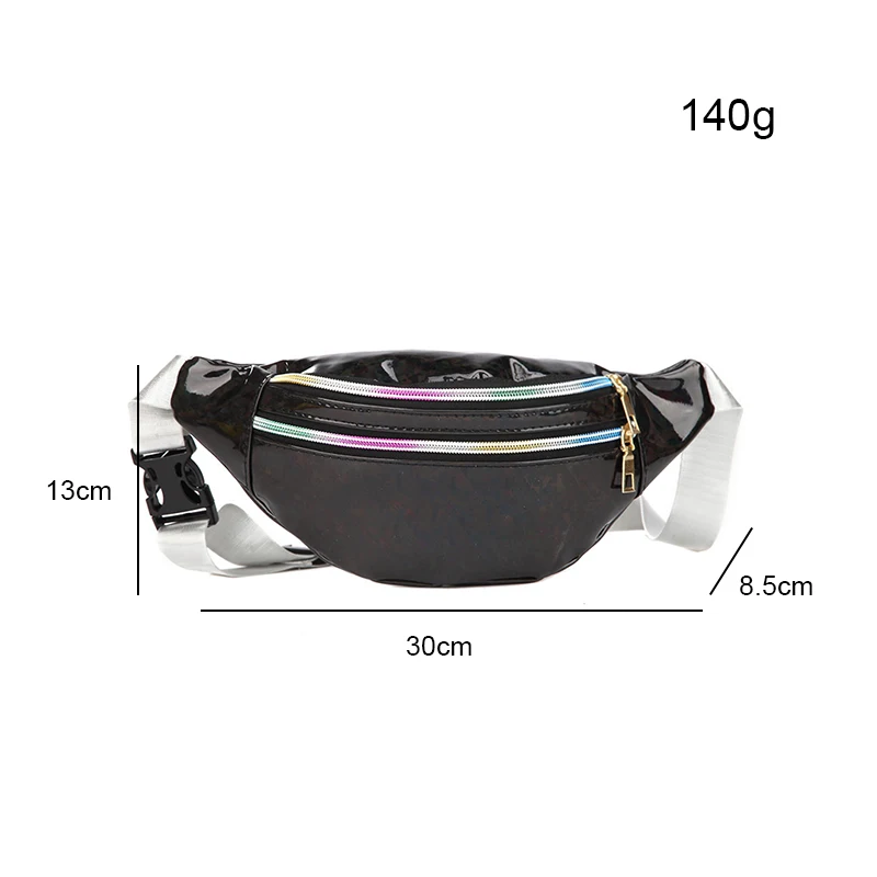 2023 Wholesale Designer Hologram Fanny Pack Sling Chest Bag Belt Hip Bag Casual Cross Body Pouch Waist Bag Silver For Women