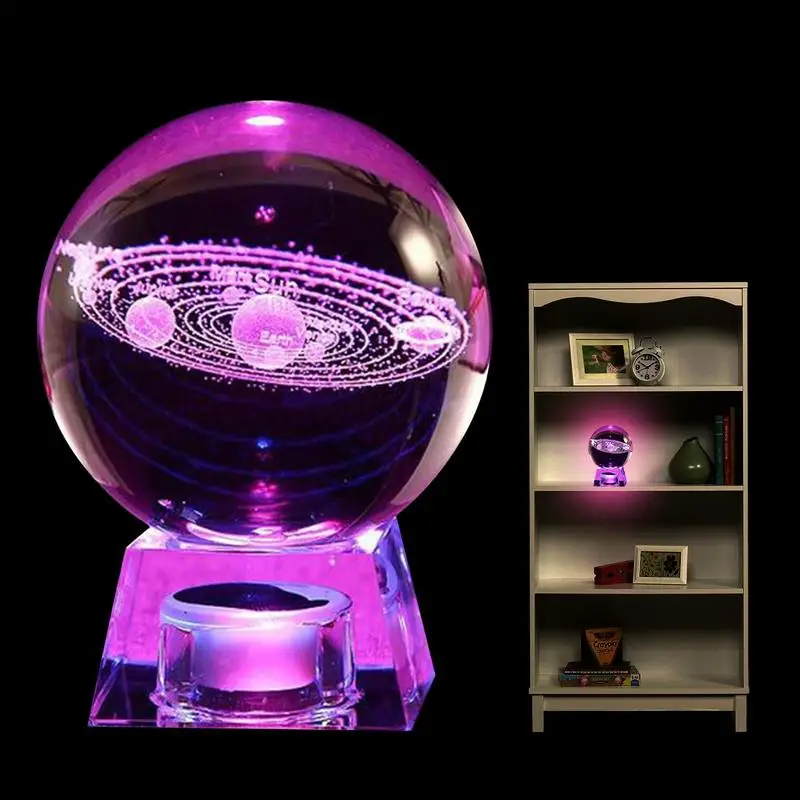 

Стеклянный шар с гравировкой ночью, искусственное Кристальное украшение, миниатюрный олень, домашний декор, рождественские украшения, аксессуары, сфера