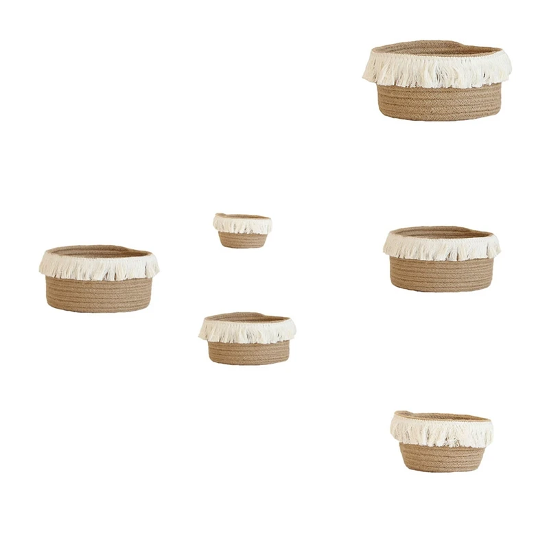 

Cotton Rope Storage Baskets Kids Hand Woven Baskets Underwear Box Sundries Toys Candy Storages Desktop Organizer