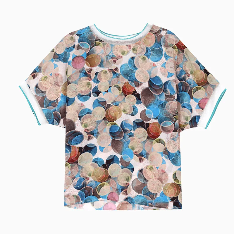 Женские модные элегантные футболки в горошек Летние повседневные свободные топы