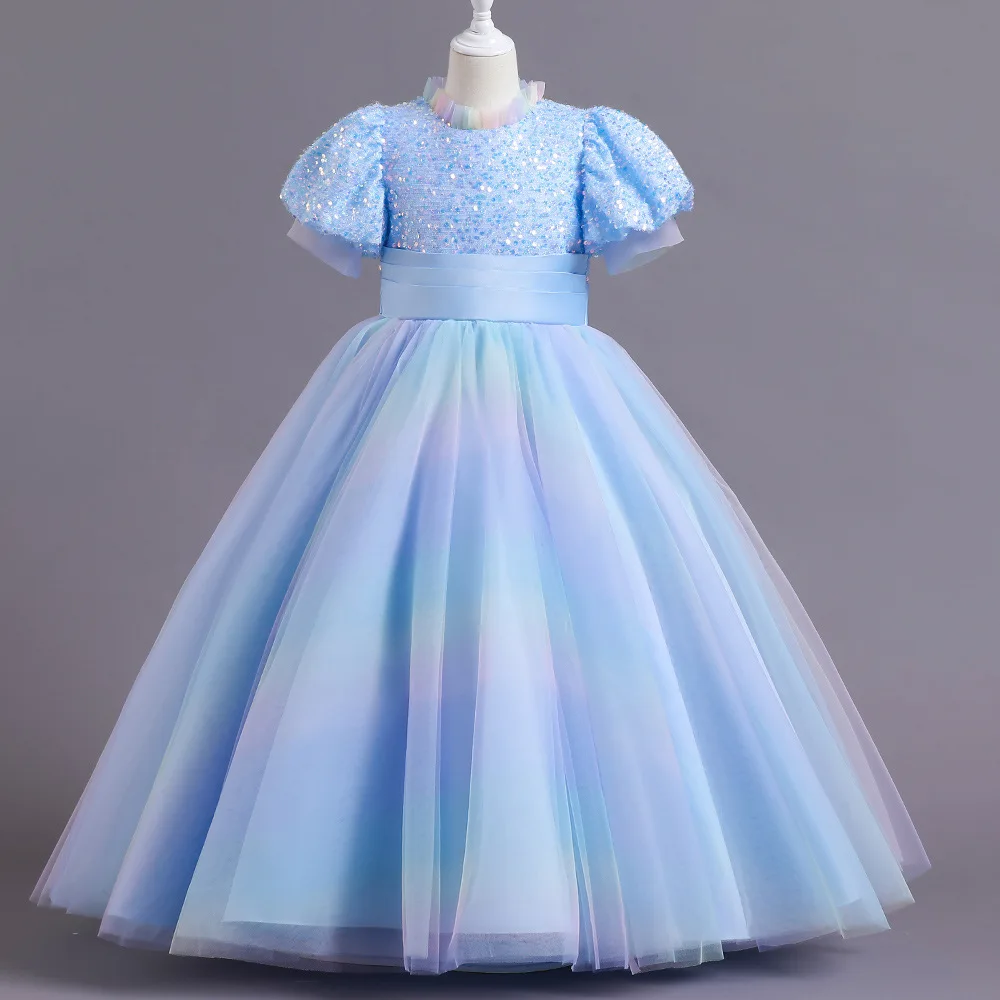 

Платье принцессы с блестками для свадебной вечеринки, элегантное кружевное платье для подружек невесты на день рождения с разноцветными пы...