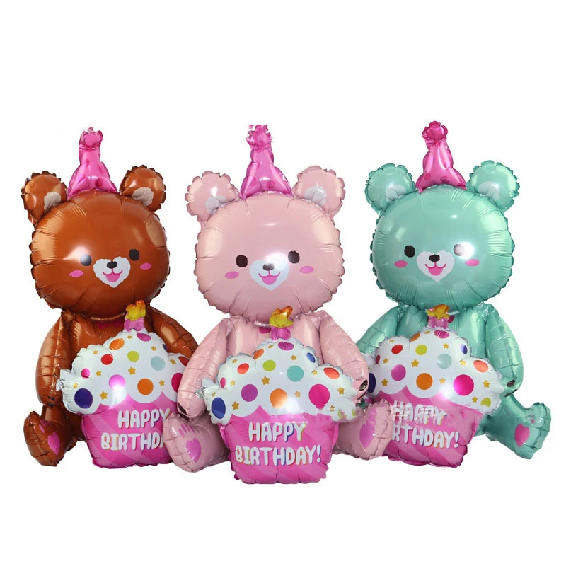 

4D 99*79cm Little Bear Aluminum Foil Balloon Happy 123st Birthday Party Balon Baby Bear Baloon Baby Shower Decor Kids Favor