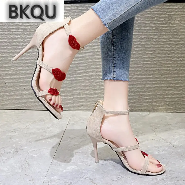 

2022 new summer women's high heel sandals open toe stiletto women's shoes sexy zipper stiletto women's wedding sandals plus size