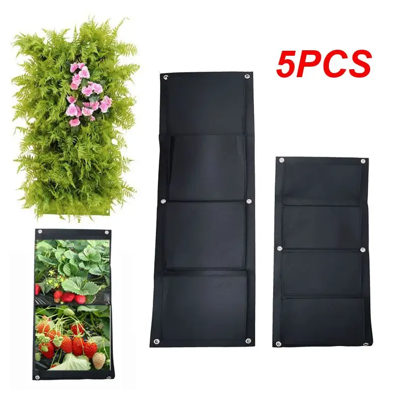 

Вертикальные садовые пакеты 5 шт., настенные мешки для посадки, 4 кармана, для рассады, садоводства, товары для сада