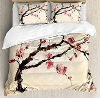 japanese duvet cover set queen size traditional chinese paint of figural tree with details brushstroke effects print decorative