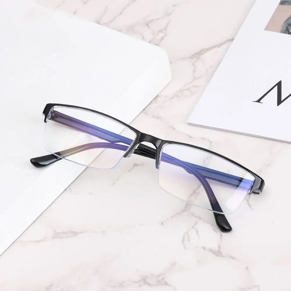 

Anti-blue Ray Half Frame Reading Glasses Presbyopic Eyewear Male Female Far sight Glasses Ultra Light Black Strength 0 to +400