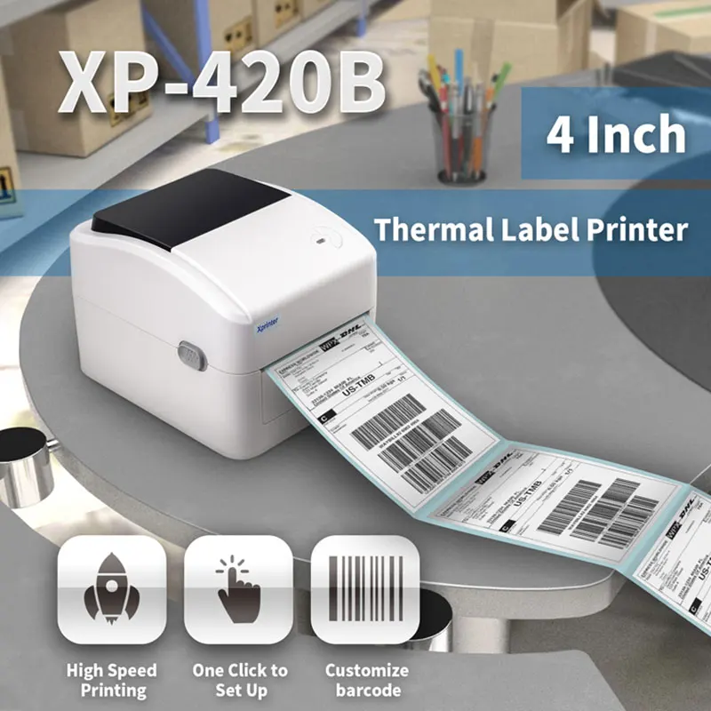 

4 Inch Shipping Label/Express/Thermal Barcode/Sticker Printer Print DHL/FEDEX/UPS/4"x6" Paper Xprinter 420B 460B 450B 470B