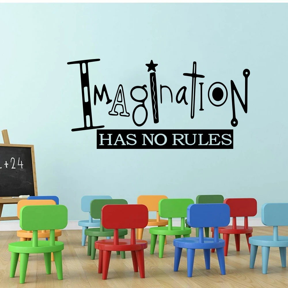 

Imagination Has No Rules Wall Sticker Decal Playroom Kids Room Inspirational Motivational Quote Vinyl Home Decor