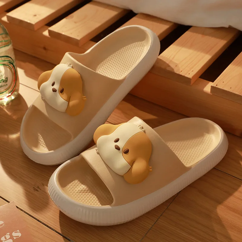 Cartoon Slippers Women Indoor Household Couple Men and Women Summer Stay At Home Cute Anti Slip Thick Soled Bathroom Slippers