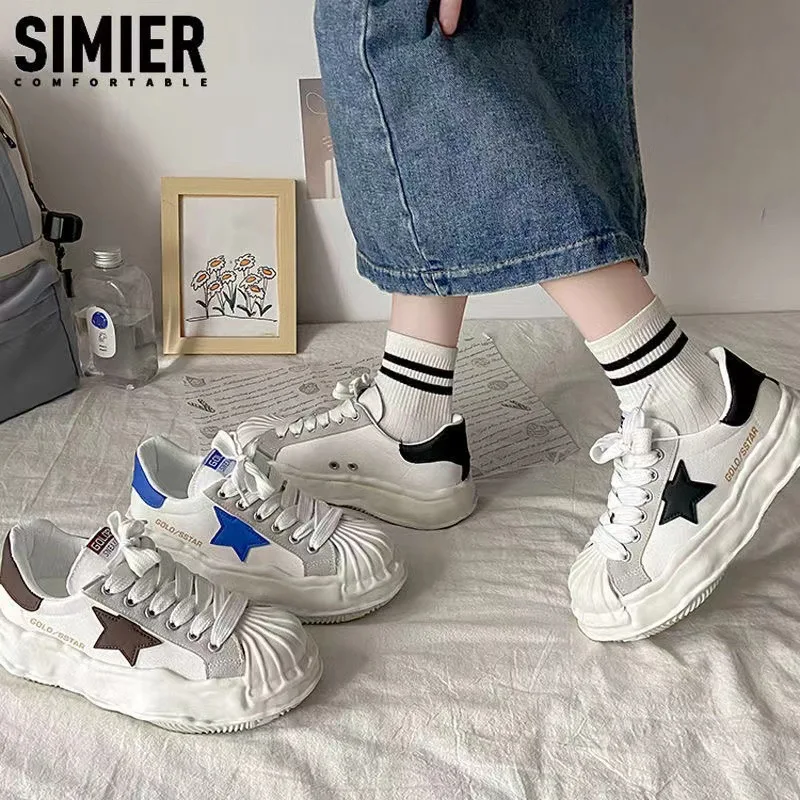 

Женские кроссовки, новинка 2022, дизайнерская спортивная обувь на толстой подошве, модная Брендовая женская обувь со шнуровкой и звездой